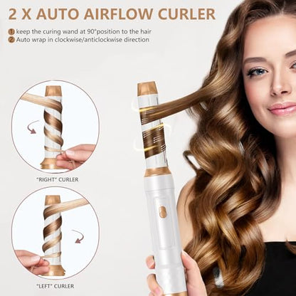 TANSHINE 5-in-1 Hair Dryer Brush, Detachable Auto-Wrap Styler, Gold