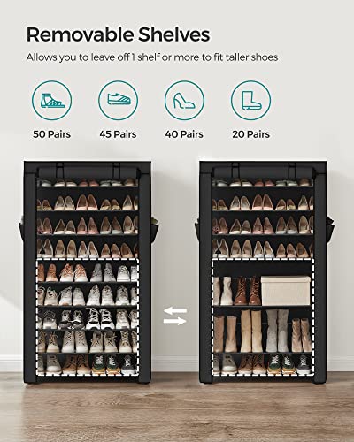 SONGMICS 10-Tier Shoe Rack, Shoe Storage Organizer Cabinet, Black URXJ36H