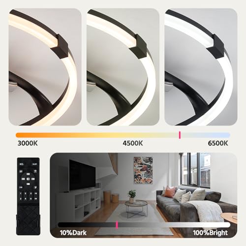Lujeet 20 Inch Fandelier Ceiling Fan with Lights and Remote Black