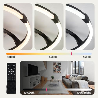 Lujeet 20 Inch Fandelier Ceiling Fan with Lights and Remote Black