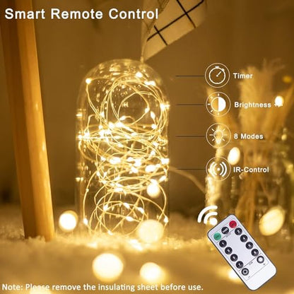 Fairy Lights Plug in, Nopsra 40ft 100 LED Indoor Outdoor String Lights,Twinkle String Lights for Bedroom with Remote and Timer 8 Modes Starry Lights DIY Wedding Christmas Decoration Warm White
