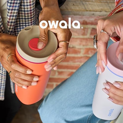 Owala SmoothSip Slider Insulated Stainless Steel Coffee Tumbler, Reusable Iced Coffee Cup, Hot Coffee Travel Mug, BPA Free 20 oz, Vanilla Bean