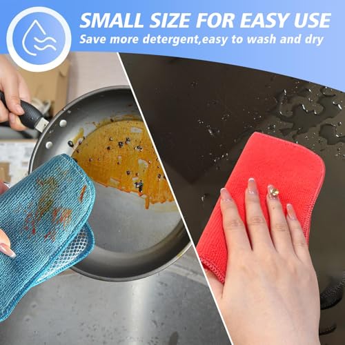 KinHwa Dish Cloths for Washing Dishes with Scrub Side, Microfiber Dish Rags