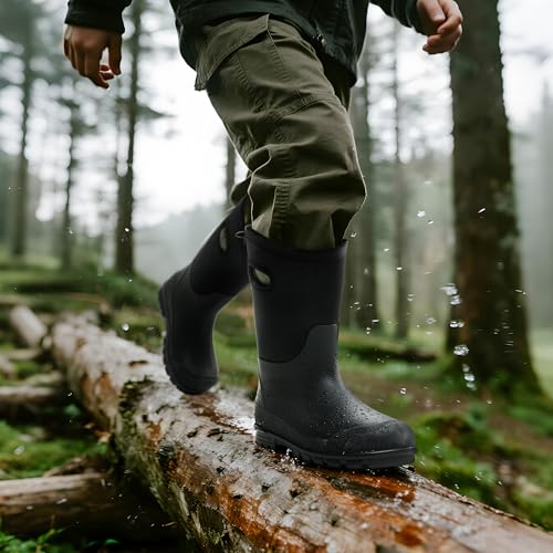 DREAM PAIRS Kids Boys Winter Snow Rain Boots,Black,3 Little Kid