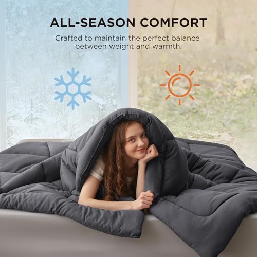 Bedsure Comforter Duvet Insert King - Quilted All Season Grey, 90x102