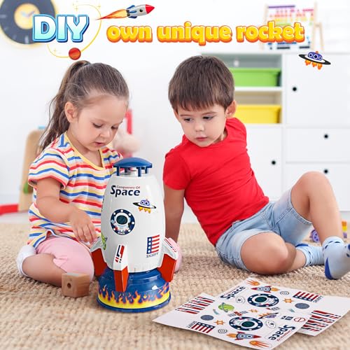 Skirfy Sprinkler Rocket Launcher Outdoor Water Toys for Kids, Rocket Design Water Powered Liftoff 9-16ft & Spin，Summer Garden Water Play Toys & Birthday Gift for Girls Boys Age 3-12 Year Old (White)