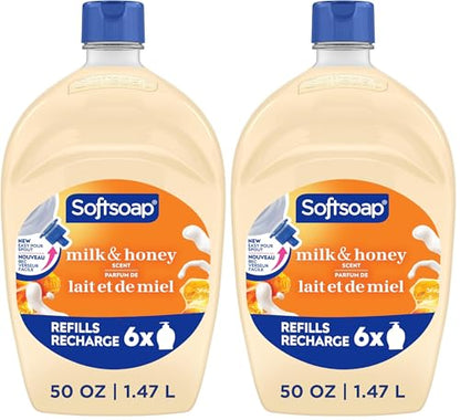 Softsoap Antibacterial Liquid Hand Soap Refill - Milk and Golden Honey 1.47 Liters - Moisturizing Hand Wash, Savon a Main, Dermatologically Tested, for Soft Smooth Skin (Packaging may vary)
