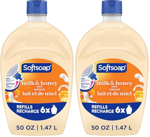 Softsoap Antibacterial Liquid Hand Soap Refill - Milk and Golden Honey 1.47 Liters - Moisturizing Hand Wash, Savon a Main, Dermatologically Tested, for Soft Smooth Skin (Packaging may vary)
