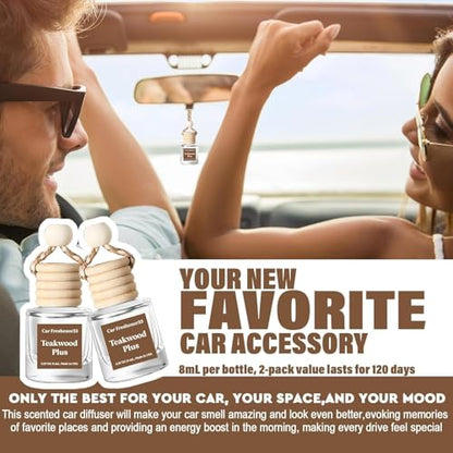 C Classy Car Air Freshener Hanging 2 Pack, Mahogany Teakwood Essential Oil Diffuser for Car, Car Air Freshener Cute, Long Lasting Fragrance, Car Air Fresheners for Women & Men Gift, Made in USA