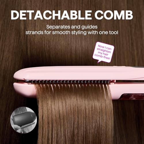 Wavytalk Steam Hair Straightener, Steam Sesh Flat Iron with Detachable Comb