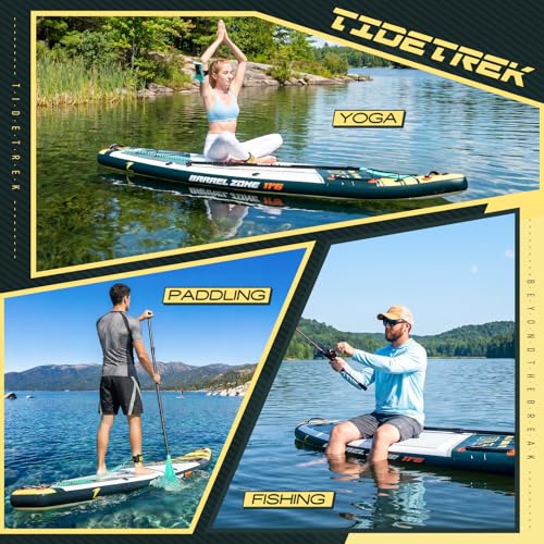 TIDETREK 11'6" Inflatable Stand Up Paddle Boards, Premium SUP Accessories, Non-Slip Comfort Deck for Youth & Adults (Royal Teal)