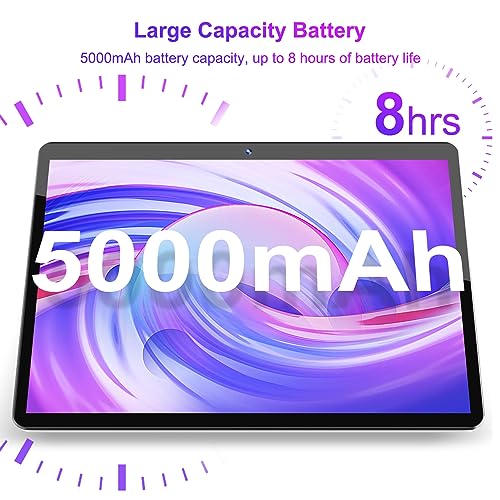 Android 12 4(2+2) GB RAM 64GB ROM Tablet with 10.1 Inch 1280 * 800 IPS Srceen, Octa-Core 1.6GHz Processor, 5MP+2MP Dual Camera, 5000mAh, WiFi, Bluetooth 5.0, GPS, 256GB Expansion