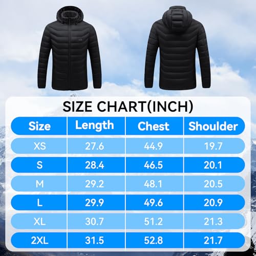 CHANGEOWN Heated Jackets for Women & Men, Dual-Control 15 Heating Zones Unisex Heating Jacket Coat with Battery, 3 Heating Levels Windproof & Waterproof Heating Jacket for Winter Outdoor, X-Large