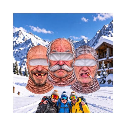 Old Man Ski Mask Winter Funny Realistic Face Balaclava 3D Printed Full Face