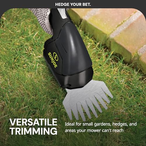 Sun Joe 2-in-1 Cordless 7.2V Handheld Grass Shear & Hedge Trimmer, HJ604C | 4" Grass Shear and 6" Hedge Trimmer Blades, Battery-Powered Operation, Safety Switch, and Blade Cover for Yard Care