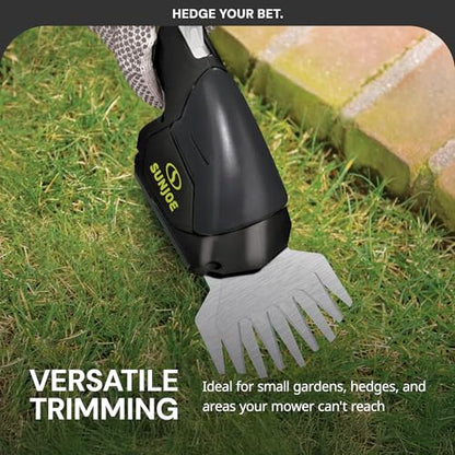 Sun Joe 2-in-1 Cordless 7.2V Handheld Grass Shear & Hedge Trimmer, HJ604C | 4" Grass Shear and 6" Hedge Trimmer Blades, Battery-Powered Operation, Safety Switch, and Blade Cover for Yard Care