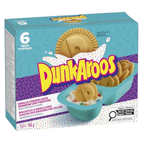 Betty Crocker Dunkaroos Vanilla Cookies with Rainbow Chip Vanilla Frosting, Package of 6 Trays of Dunkaroos