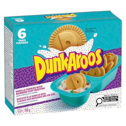 Betty Crocker Dunkaroos Vanilla Cookies with Rainbow Chip Vanilla Frosting, Package of 6 Trays of Dunkaroos