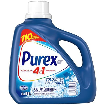 Purex Coldwater Liquid Laundry Detergent, 4.43 Liters, 110 Loads