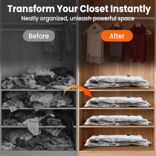 Vacuum Bags For Travel With Cordless Electric Pump, 12 Pack Storage Bags