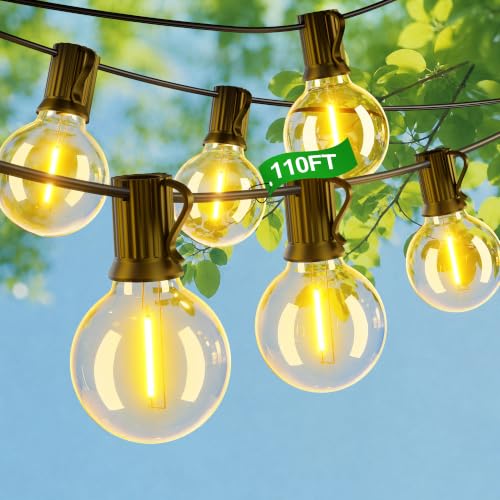 Torkase Outdoor String Lights Mains Powered,110FT/33M S14 Garden Festoon Lights with 56+2 Shatterproof S14 Plastic LED Edison Bulbs Waterproof for Outside Patio