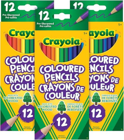 Crayola Bulk Coloured Pencils for Kids (3 packs) - 12 Assorted Colours, Art Supplies For Crafts & Colouring Books, Bulk Preschool & Kindergarten Classroom Supplies