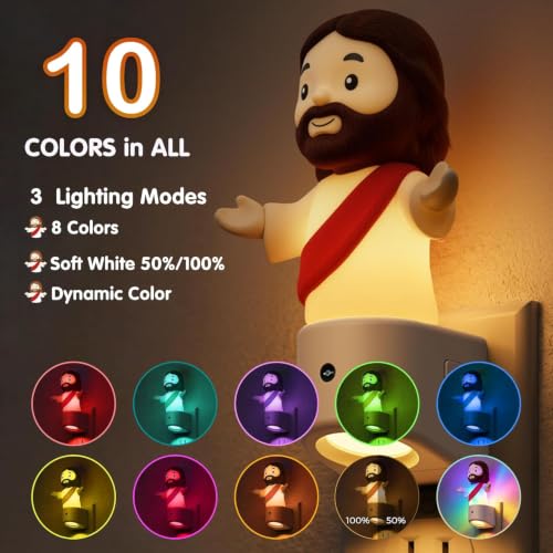 L LOHAS LED Plug in Night Light for Kids, Jesus Color Changing