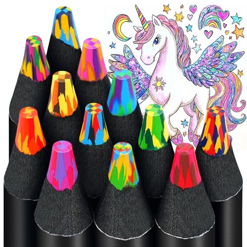 Lenski Stocking Stuffers for Kids, 12 Colored Pencils Crayons for Kids 8-12