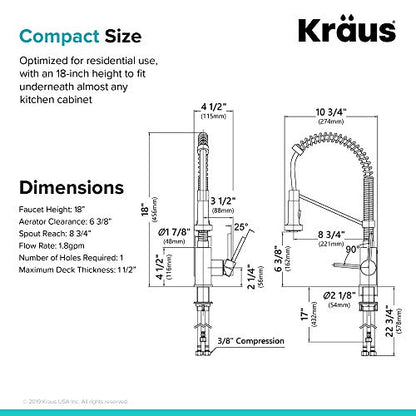 Kraus KPF-1610SSCH Bolden Single Handle 18" Commercial Kitchen Faucet, Stainless Steel/Chrome