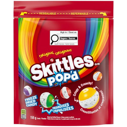 SKITTLES POP’D Original Freeze-Dried Candy, Crunchy Fruity Candy Snack for Sharing, Movie Nights & Parties, 155g
