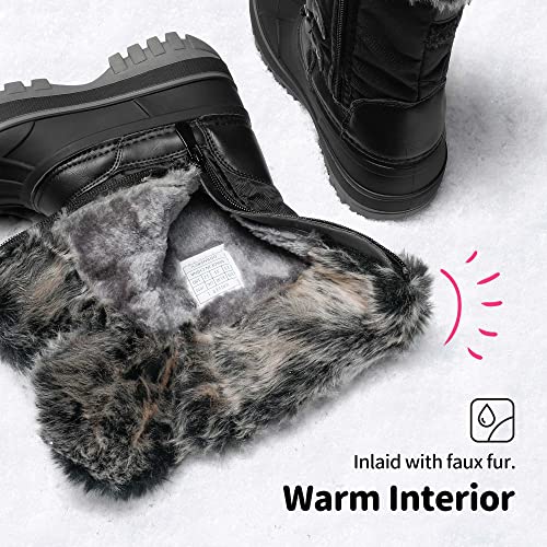 DREAM PAIRS Kids Waterproof Winter Snow Boots,Black,1 Little Kid