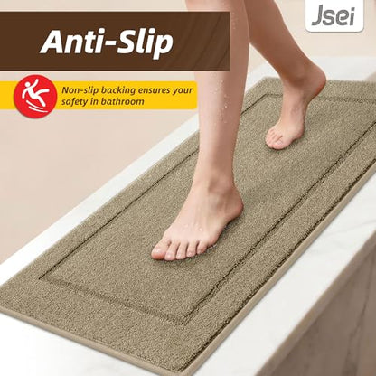 JSEI Non-Slip Bathroom Rugs, 2PCS Non-Slip, 20"x32"+20"x48", Beige