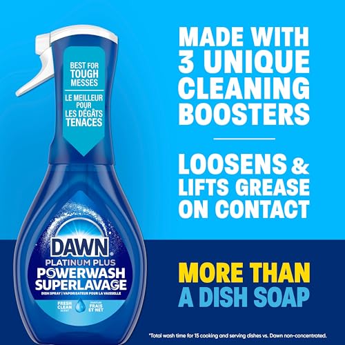 Dawn Powerwash Spray, Dish Soap, Dishwashing Liquid, Fresh, 1 Starter Kit + 3 Refills, 4x473 mL