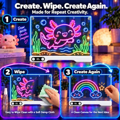 LED Drawing Board for Kids, Light Up Glow Art Kit