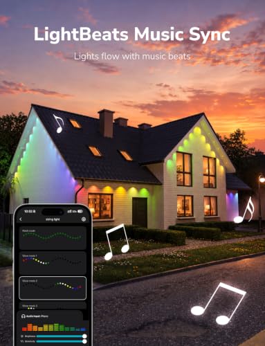 Lepro E1 Plus AI Permanent Outdoor Lights, 50ft 30 RGBIC LEDs Eave Lights