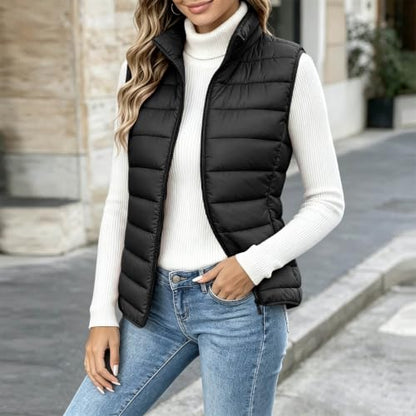 Womens Puffer Vest Lightweight Zip Up Sleeveless Padded Jacket Vest