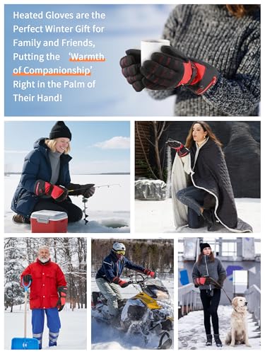 Heated Gloves for Men Women with Rechargeable Battery, Electric Heated Gloves with Reflective Stripe,Hand Warm Gloves Winter for Outdoor Fishing Work Camping Snowboarding