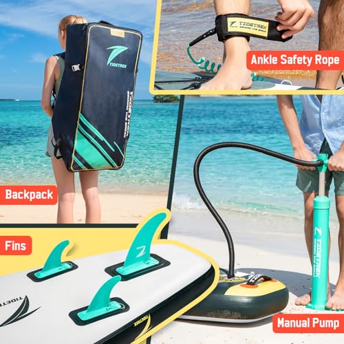 TIDETREK 11'6" Inflatable Stand Up Paddle Boards, Premium SUP Accessories, Non-Slip Comfort Deck for Youth & Adults (Royal Teal)