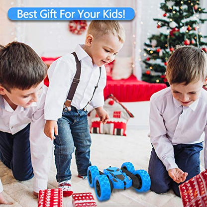 Hamdol Remote Control Car for Kids, Hamdol 360° Rotating RC Stunt Car Double-Sided 4WD Electric Vehicle with LED Lights, 2.4GHz Rechargeable Toy Cars for Boys Girls Age 6 7 8 9 10 11 12, Birthday Gift