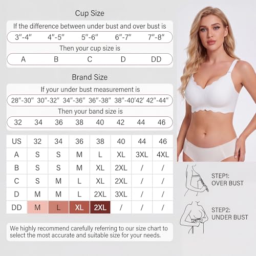 Qivolt Womens Deep V Bras,No Underwire Push Up Wireless Bralettes Seamless Soft Comfort Everyday Tshirt Bra (CA/US, Alpha, Small, Regular, Regular, B Black)