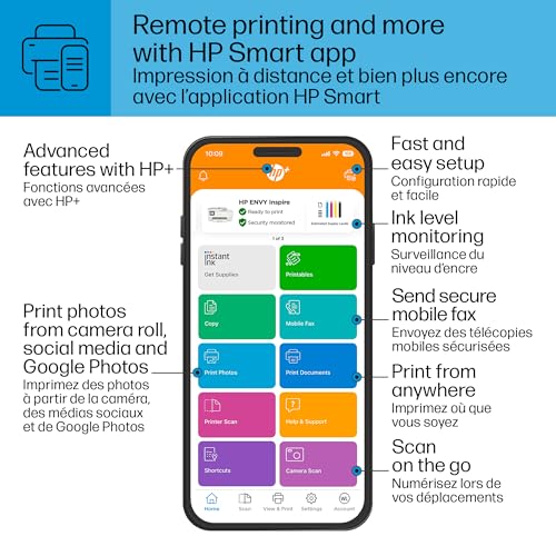 HP Envy Inspire 7958e Wireless Color Inkjet Printer, Print, scan, Copy, Easy Setup, Mobile Printing, Best for Home, Instant Ink with HP+, 3 Months Instant Ink Included