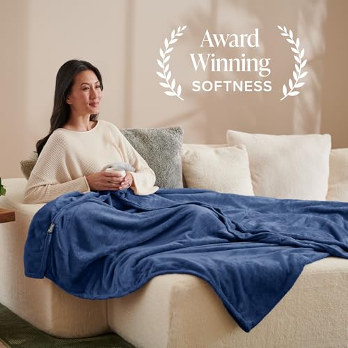 Bare Home Fleece Blanket Luxury Microplush (Throw, Dark Blue)