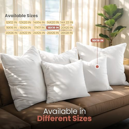 Utopia Bedding Throw Pillows Insert (Pack of 2, White) - 18 x 18 Inches Bed and Couch Pillows - Indoor Decorative Pillow