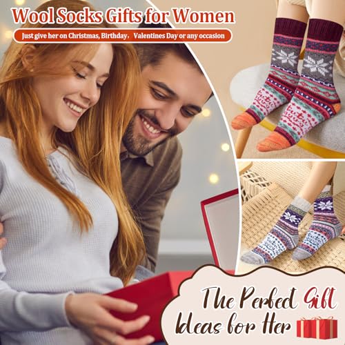 Gifts for Women Mom Christmas Stocking Stuffers for Women 5 Pair Fuzzy Wool Socks Christmas Gift ideas Mom Gifts for Wife Cadeau Femme Maman Noel Novelty Compression Socks Gifts for Her Girlfriend