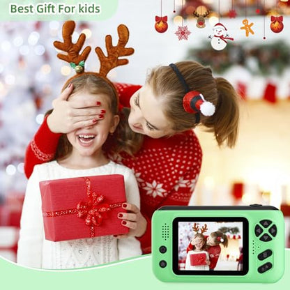 Kids Camera for Boys and Girls HD Selfie Digital Camera for 3-12 Year Old Kids with Tripod & SD Card, Perfect for Christmas & Birthday Gifts Best Festival Gift(Green)