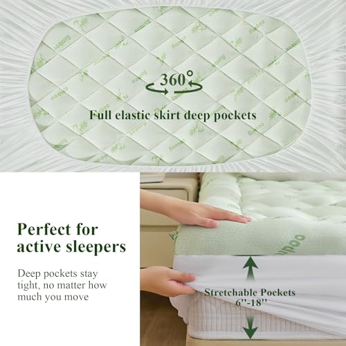 KRIMANO King Mattress Topper, Viscose from Bamboo Thick Pillow Top Pad