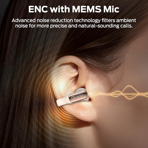 Oraolo Bluetooth Earbuds - Comfortable Clip On Wireless Earbuds with Bluetooth 6.0, 32H Playtime Earbuds with ENC Clear Talk, IPX5 Waterproof & Touch Control Headphones