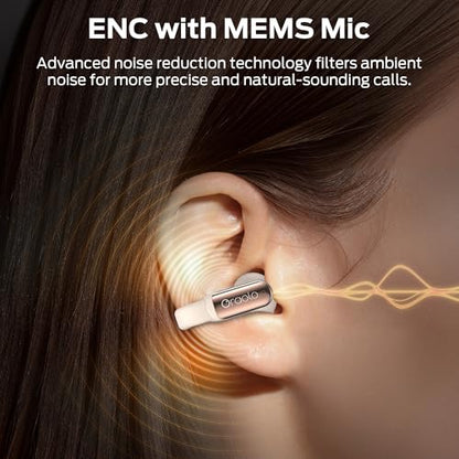 Oraolo Bluetooth Earbuds - Comfortable Clip On Wireless Earbuds with Bluetooth 6.0, 32H Playtime Earbuds with ENC Clear Talk, IPX5 Waterproof & Touch Control Headphones