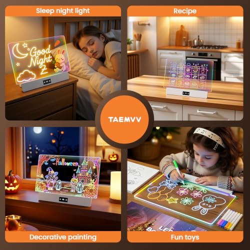 TAEMVV Led Drawing Board Kids Birthday Gift for Girls,Black/White | 16 Inch 15H Battery & Stand, 8 Colors 3 Dynamic Modes, Light Up Writing Tablet Gifts for 3 4 5 6 8-12 Year Old Girls