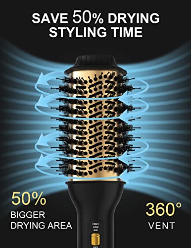 LANDOT Hair Blow Dryer Brush, One-Step Ionic Hot Air Styler Volumizer 60mm